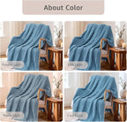 WRENSONGE Striped Throw Blanket, Blue Soft Cozy Fluffy Warm Hand Made Throw Blankets for Couch, Sofa, Chair, Bed, Camping, Picnic, Travel Lightweight Bed Blanket - 60"*80"