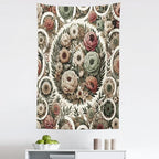 Ambesonne Flower Tapestry, Circular Floral Wreath with Greenery Leaves Ornaments Modern Cottagecore, Fabric Wall Hanging Decor for Bedroom Living Room Dorm, 30" X 45", Reseda Green Pale Ruby