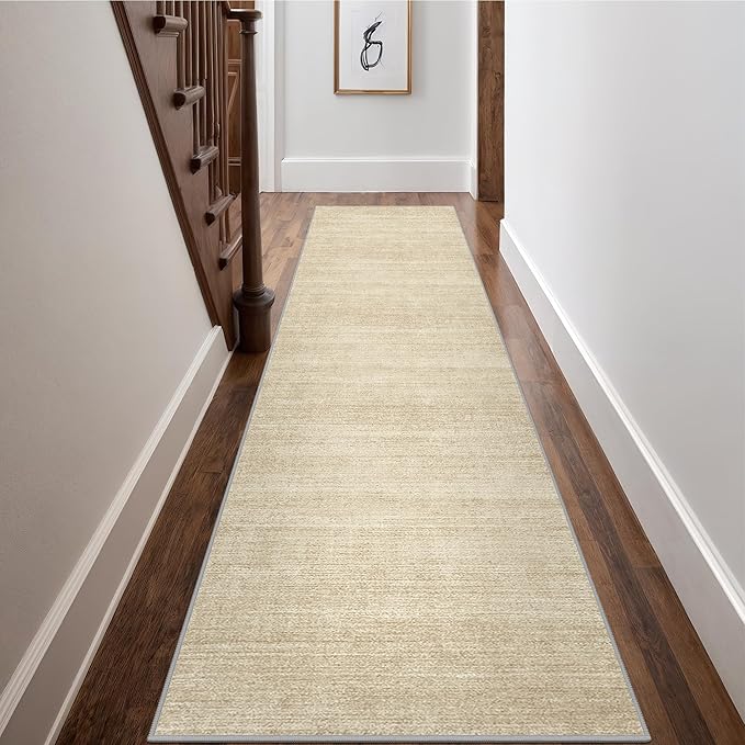 Art&Tuft Non-Slip Runner Rug - 2x10 Runner Rug Washable Low-Pile Rugs Runners, Soft Distressed Carpet Runner for Bedroom Bathroom Kitchen Laundry Living Room, Brown