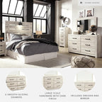 Signature Design by Ashley Cambeck Vintage Smooth-Gliding 6-Drawer Dresser and Mirror with Safety Stop, Whitewash