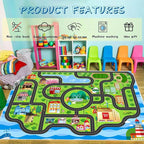 Car Rug,Kids Play Rug with Roads,Playroom Toy Car Rug, Car Track Rug City Map for Bedroom Classroom - (78.7X59 Inches)