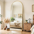 Full Length Mirror, 71"x28" Oversized Floor Mirror Freestanding, Full Body Mirror Floor Standing Mirrors with Stand, Hanging Mounted Mirrors for Bedroom Living Room, Gold, Arched Style