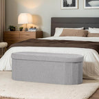 43.3 Inches Collapsible Ottoman with Storage, Bench with Storage Ottoman for Living Room, Bedroom & Entryway-Grey