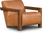 Poly & BARK Giza Lounge Chair in Full-Grain Pure-Aniline Italian Tanned Leather in Cognac Tan Leather