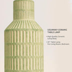 25" Green Ceramic Table Lamp - Modern Bedside Nightstand Lamp, Easy Assembly Twist Knob Switch for Bedroom Living Room Home Office Decor (Bulb Not Included)