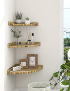 Corner Shelves Wall Mounted, Rustic Farmhouse Corner Floating Shelf, Solid Wood Storage Organizer Corner Wall Shelves for Living Room Bedroom Kitchen Bathroom Laundry, 9.68x9.68 Inch