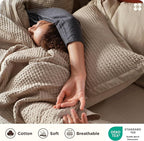 Bedsure Cotton Duvet Cover Set - 100% Cotton Waffle Weave Khaki Duvet Cover Oversized Queen Size, GentleSoft™ and Breathable Bedding Set for All Season, 3 Pieces, 98"x98"