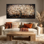 NBAODAN Gold Tree Wall Art Black Framed Canvas Wall Decor Nature Pictures Abstract Home Wall Decor Modern Artwork for Living Room Bedroom Office 24x48 Inch