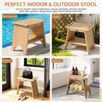 Shower Stool for Inside Shower, Shower Benches for Shaving Legs, 500lbs Shower Chair With Space-Efficient Storage Shelf, Waterproof Shower Seat for Spa Bathroom, Indoor or Outdoor 18”x17” (Teak Style)