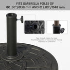 Outsunny 22" 42 lbs Round Resin Umbrella Base Stand Market Parasol Holder with Beautiful Decorative Pattern & Easy Setup, for Φ1.5, Φ1.89 Pole, for Lawn, Deck, Backyard, Garden, Bronze