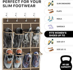 Simple Houseware 24 Pockets - Crystal Clear Over The Door Hanging Shoe Organizer, Brown (64'' x 19'')