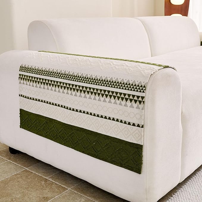 HAOMAIJIA Non-Slip Couch Arm Covers Set of 2 Waterproof Armrest Covers for Sofa, Soft Recliner Arm Chair Covers Washable Chenille Sofa Arm Cover Furniture Protectors (Sage Green, 23.6" x 27" 2 Pack)