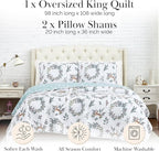 Southshore Fine Living, Inc. Happy Holidays Christmas Holiday Bedding Set 3-Piece Oversized Christmas Queen Quilt Set with Quilted Shams, Full/Queen
