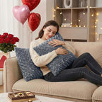 FUTEI Grey Decorative Throw Pillow Covers 16x16 Inch Set of 2,Soft Solid Rose Swirl Textured Cushion Case,Valentine's Day Decor for Couch Living Room