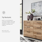 Signature Design by Ashley Hyanna Mid-Century Modern 6 Drawer Dresser, Light Brown & Beige