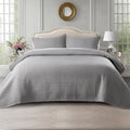 KASENTEX King XL Quilt Set 108"x98" – Soft Washed 3-Layer Lightweight Bedspread, Minimalist Nordic Design, All-Season Spring & Summer Quilt Set (1 Quilt + 2 Pillow Shams), Solid Grey