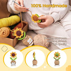 Gossby Handmade Positive Sunflower Doll Crochet Plant - Appreciation Thank You for Being an Important Part Gift for Coworker, Sister Friend, Teacher - Mothers Day, Christmas, Birthday Gift Women, Men