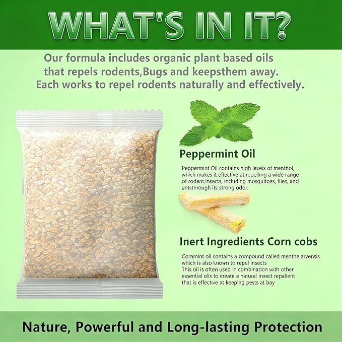 Mouse Repellent Pouches Squirrel Repellent 10 Pack Peppermint Oil Repellent for Mouse, Roach, Rodent, Spider, Ant, Mice, Rats, Pest Control Indoor & Outdoor, Natural Mouse Family & Pet Safe