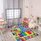 Kids Rug for Playroom, ABC Play Mat Educational Rugs, Soft Non-Slip Rug Toddler Baby Play Mat, Alphabet Carpet for Boy Girl Bedroom