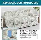 KRFOONN 4 Piece Stretch Sofa Couch Covers for 3 Cushion Couches Printed Sofa Slipcover with 3 Separate Seat Cushion Covers Washable Sofa Slip Covers Furniture Protector for Pets Kids (Large, 30)