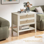 SICOTAS Nightstands Set of 2 for Bedroom, Bedside Tables with Drawer & Open Shelf, Modern Boho Nightstand Set for Master Bedroom