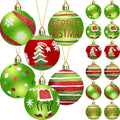 Christmas Tree Decorations Ornaments Set, 2.4 Inch 12PCS Christmas Balls Decor Grinchs Style, Glittering Shatterproof Hanging Bulbs Xmas Decorations for Indoor Home Office (Red Green)