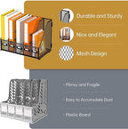 DALTACK Desk Organizers Metal Magazine File Holder with 5 Vertical Compartments Folder Storage Binder Organizer for Office Home School Organization, Black Plus