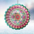 Mandala Manjusaka Wind Spinner - 12″ Stainless Steel Hanging Sculptures | 3D Kinetic Laser Cut Metal Art Decoration for Yard/Garden/Indoor, Creative Decor Gift