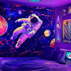 NYZE Astronaut Space Tapestry for Bedroom, Glow in the Dark Room Decor Wall Tapestries, Cool Galaxy Planet Wall Hanging, Wall Hanging for Men Guys Gamer Room Dorm Living Room 79in×59in
