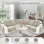 Recliner Sofa Covers 100% Waterproof Velvet L Shape Recliner Couch Covers for Sofa Pets Washable Anti Slip Recliner Slipcovers with Pockets (5 Seat Sofa with 1 Console, Light Gray)