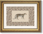 ARPEOTCY Gold Framed Canvas Wall Art, 11x14 Vintage Leopard Illustration with Leopard-Print Border, Safari Animal Wall Art for Living Room, Bedroom, Office, Glam & Maximalist Home Decor