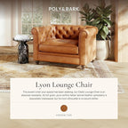 Poly & BARK Lyon Leather Lounge Chairs 49" - Set of 2 - Cognac Tan Full-Grain Leather – Modern Upholstered Accent Chairs for Living Room or Bedroom – Indoor Lounge Seating with Lasting Comfort