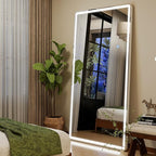 GLSLAND Full Length Mirror with Lights, 71"x30" Dimmable Floor Mirror – 3-Color Lighting, Standing or Wall-Mounted LED Body Mirror for Bedroom & Cloakroom