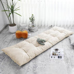 HOMBYS Floor Lounger Pillow Foldable and Tufted Design Long Floor Cushion for Yoga, Reading, Sleeping, Meditation, Elastic Band for Roll Up and Easy Storage, Machine Washable (Beige, 62"x27")