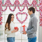 26.2 Feet Valentine's Day Heart Tinsel Garland Love Party Metallic Tinsel Shiny Garland Hanging Decoration for Valentine Wedding Anniversary Party Supplies