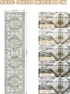 Runner Rug 2x10, Ultra-Thin Kitchen Rugs Non Slip Washable Rugs for Entryway Rug, Kitchen Runner Low Pile Vintage Soft Carpets for Living Room, Bathroom Bedroom (Grey/Beige,2'x10')