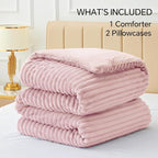 BEDELITE Fleece California King Comforter Set -Super Soft & Warm Fluffy Pink Bedding, Luxury Fuzzy Heavy Bed Set for Winter with 2 Pillow Cases