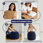Sqodok Round Stuffed Pouf Ottoman for Foot Stools, 20"x 15" Corduroy Poufs Ottoman with Shredded Foam Filling, Washable Floor Poufs Foot Rest for Living Room Bedroom Home Decor and Office Chair