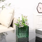 Square Vases Set of 6, 5" x 5" x 5" Square Glass Vases for Flowers, Green Flower Vase for Centerpieces, Small Bubble Vase for Wedding, Party, Home, Office, Parties, Events