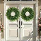 Boxwoods Wreaths for Front Door 26 Inch Large Artificial Green Leaves Greenery Indoor Outdoor Wreath Home Decor Porch Window Wall Farmhouse Door Decorations Spring Summer Fall All Seasons