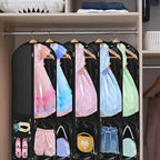 14 Pcs Garment Bags for Dance Costumes Clear PVC with Zippers 24 x 50 Inch Suits Bag with Pockets Dance Costume Organizer Carrier for Storage Cover for Adult(Black,Classic)