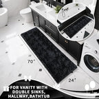 Yimobra Long Bathroom Rugs Runner 70x24 Inch, Extra Thick Soft Absorbent Chenille Bath Mat, Non Slip Machine Washable, Quick Dry Bath Rugs for Bathroom Floor, Tub and Shower, Black