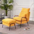 MCombo Accent Recliner Chair with Ottoman, Modern Linen Fabric Armchair, Upholstered Sofa Bed for Living Room Bedroom, Small Space 4055 (Yellow)