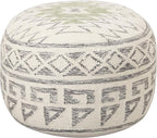 Creative Co-Op Boho Round Wool Blend Kilim Pouf with Geometric Design, Multicolor