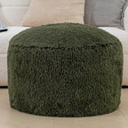 Floor Pouf- No Filler Foot Rest Stool with Storage, Bean Bag Style Cover for Living Room & Bedroom Dark Green