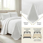 Southshore Fine Living, Inc. King Quilt Bedding Set with Shams, Coverlet Quilt King Size Bedspread, Luxury Bedding, Bed Spread for Kings/California Kings, Lightweight Quilted Comforter, White Quilts