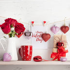 Heart Decorations, 48pcs Heart Shaped Ornaments, Glitter Red Heart Shaped Hanging Baubles, Romantic Pink Glossy Valentines Decor for Outdoor Indoor Party Wedding Engagement Lover