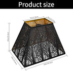Large Metal Lampshade New Pyramid Shape Design 7'' Top 14'' Bottom 10'' Height ALUCSET Square Bell Shade Lamp Shade Forest Design Black and Gold fits for Table Lamps and Floor Lamps