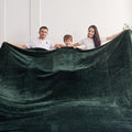 Oversized King Fleece Blanket 120x120 Inches, Seamless Soft Cozy 3D Jacquard Flannel Blanket 10'x10' Extra Large for Bed, Sofa, Couch, Travel & Camping, California King Throw, Forest Green Leaf