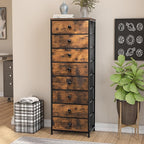 Crestlive Products Tall Dresser, 8-Drawer Fabirc Storage Tower, Chests of Drawers - Vertical Organizer Unit with Handles for Bedroom, Hallway, Entryway, Nursery, Wood Top, Closets (Rustic Brown)